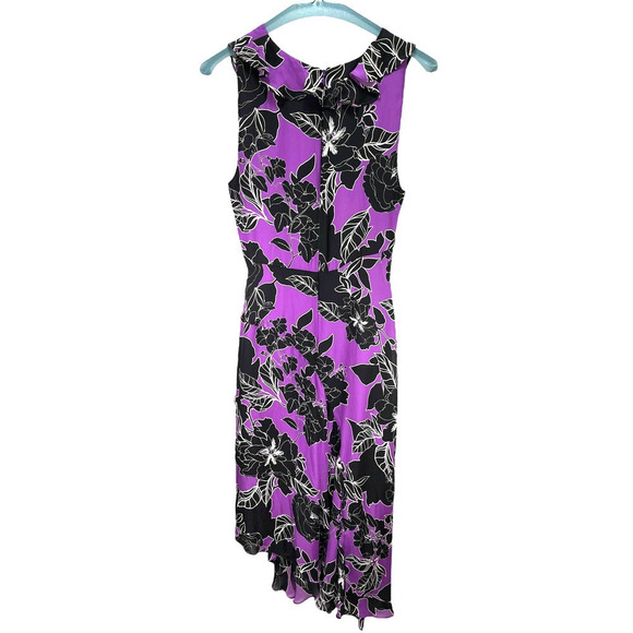 Parker New York NWT Loreena Silk Blend Wrap Dress Purple Black Floral Size 2 - Picture 3 of 16